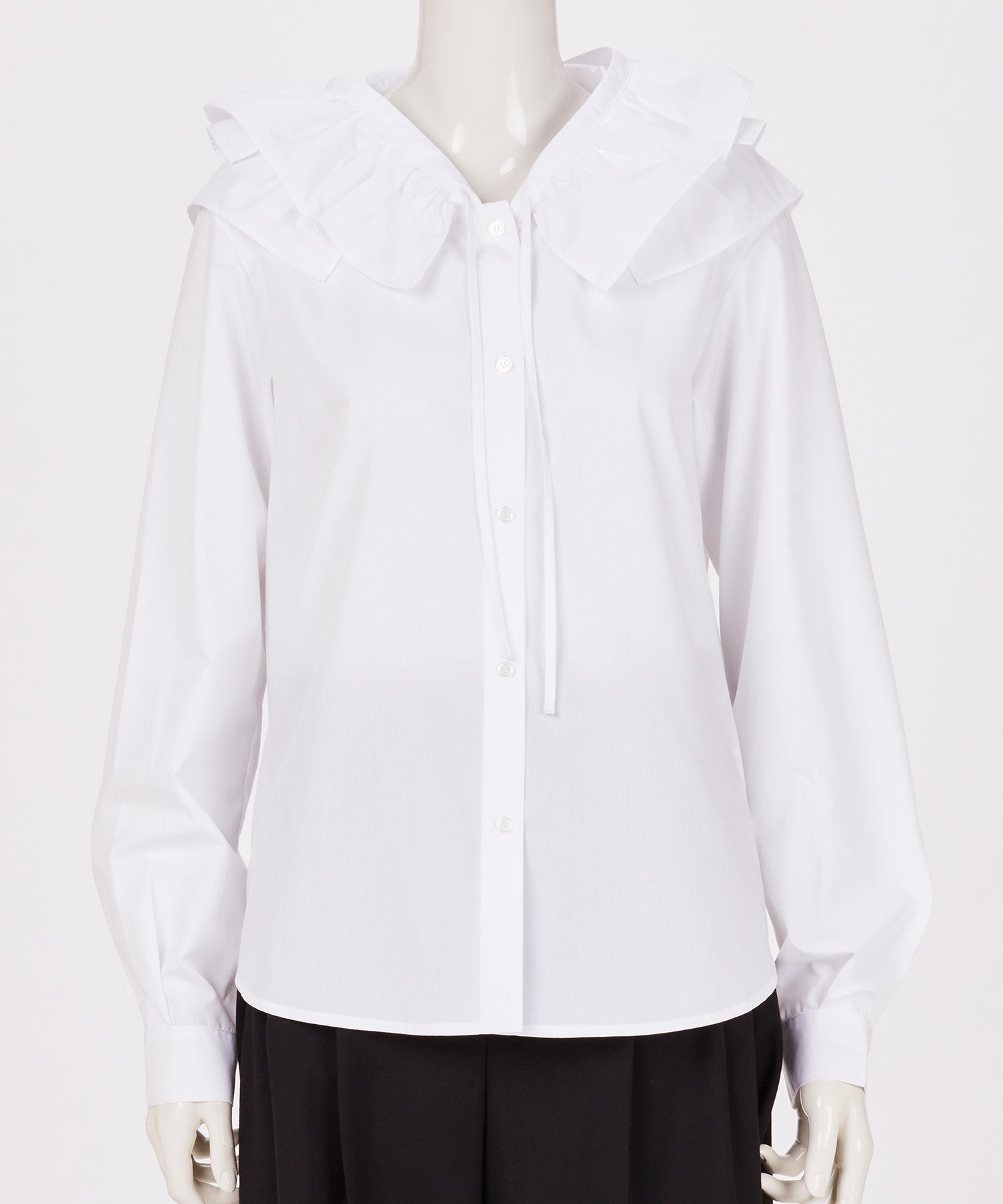 HOODED RUFFLE BLOUSE