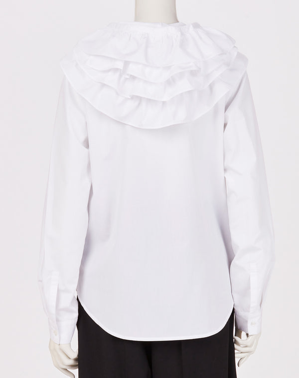 HOODED RUFFLE BLOUSE