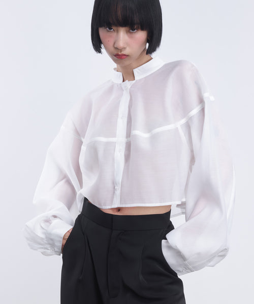 SHEER CROPPED SHIRT