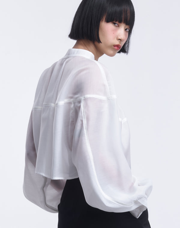 SHEER CROPPED SHIRT