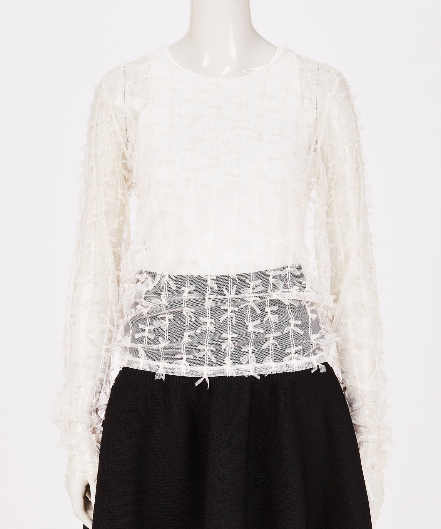 RIBBON DETAILED TULLE PULLOVER