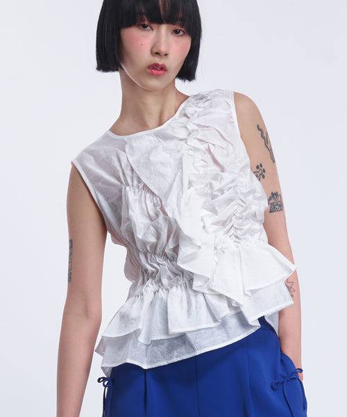 ASYMMETRIC RUFFLE BLOUSE