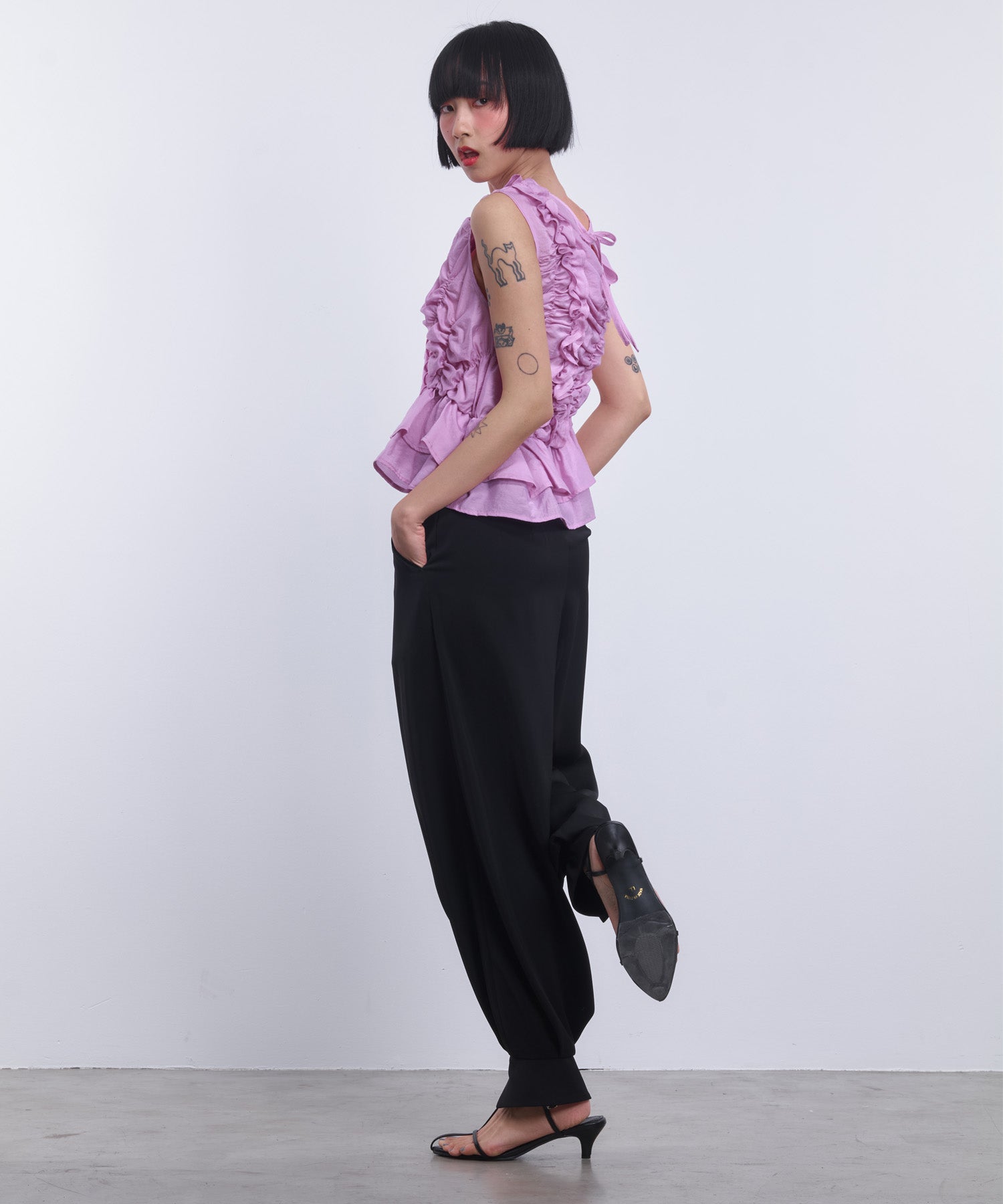 ASYMMETRIC RUFFLE BLOUSE