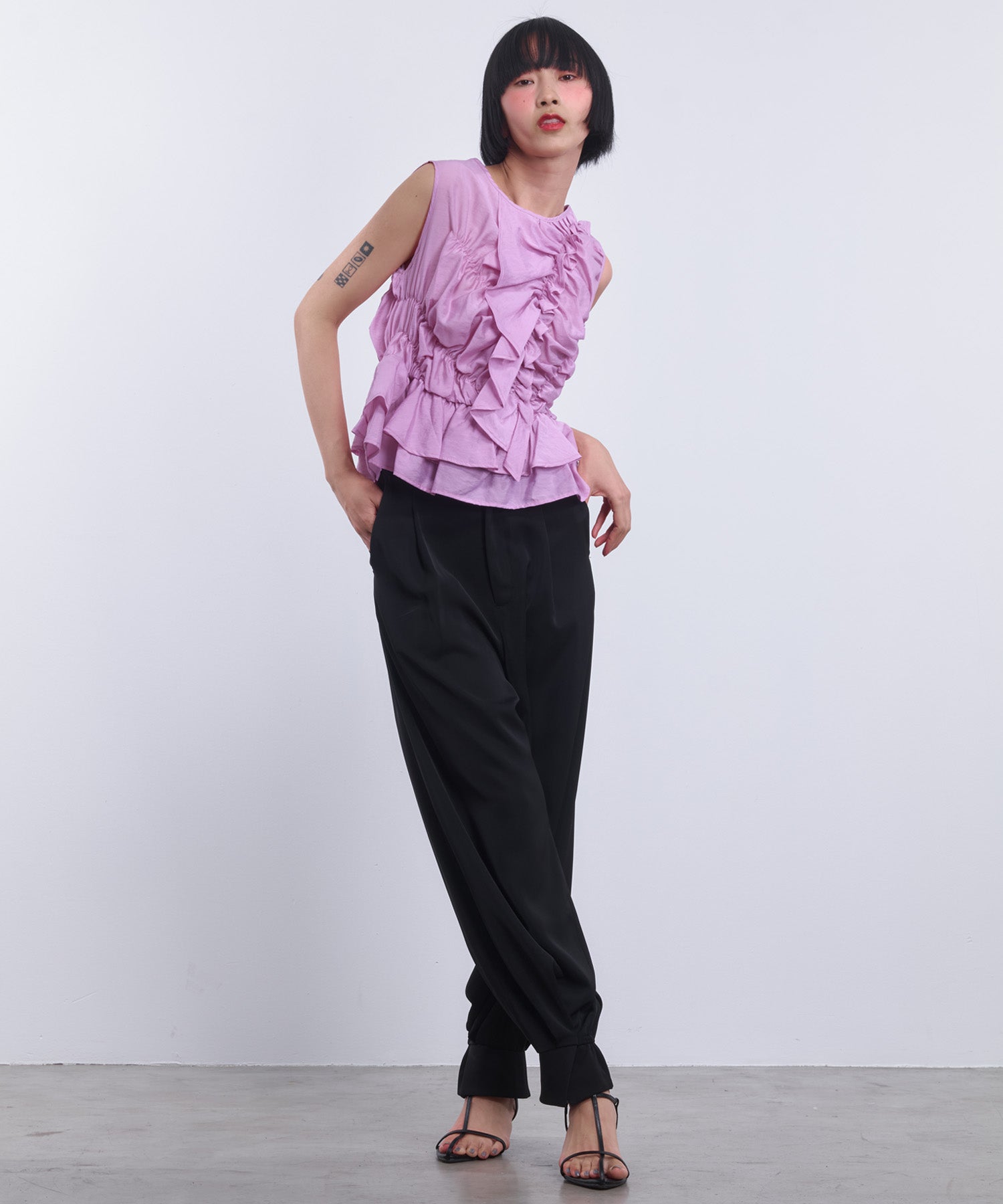 ASYMMETRIC RUFFLE BLOUSE