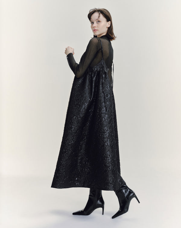 GLITTER JACQUARD VOLUME CAMISOLE DRESS