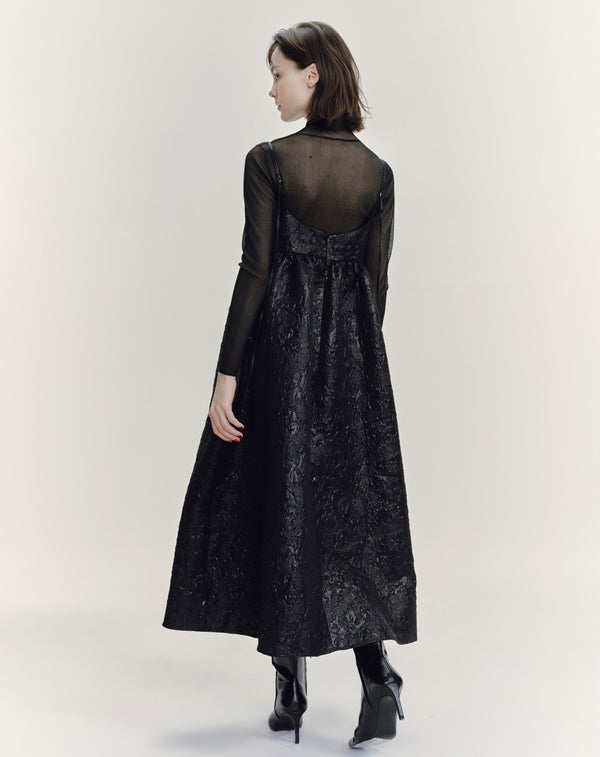 GLITTER JACQUARD VOLUME CAMISOLE DRESS