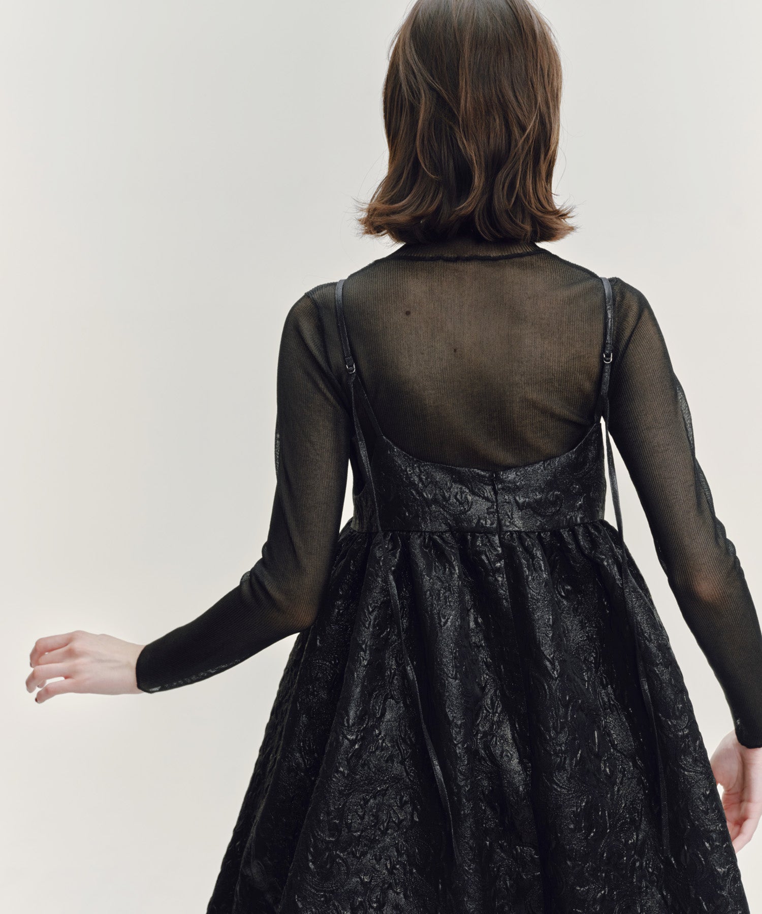 GLITTER JACQUARD VOLUME CAMISOLE DRESS