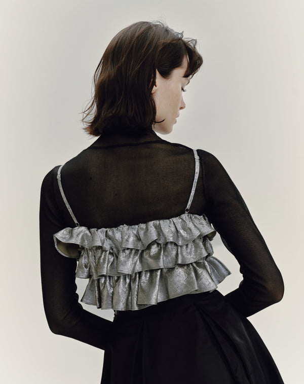 METALLIC FRILL BUSTIER