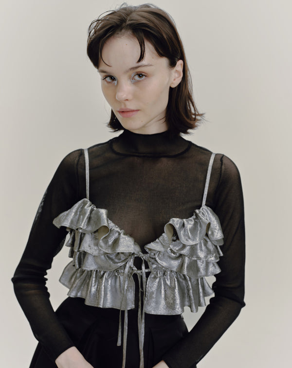 METALLIC FRILL BUSTIER