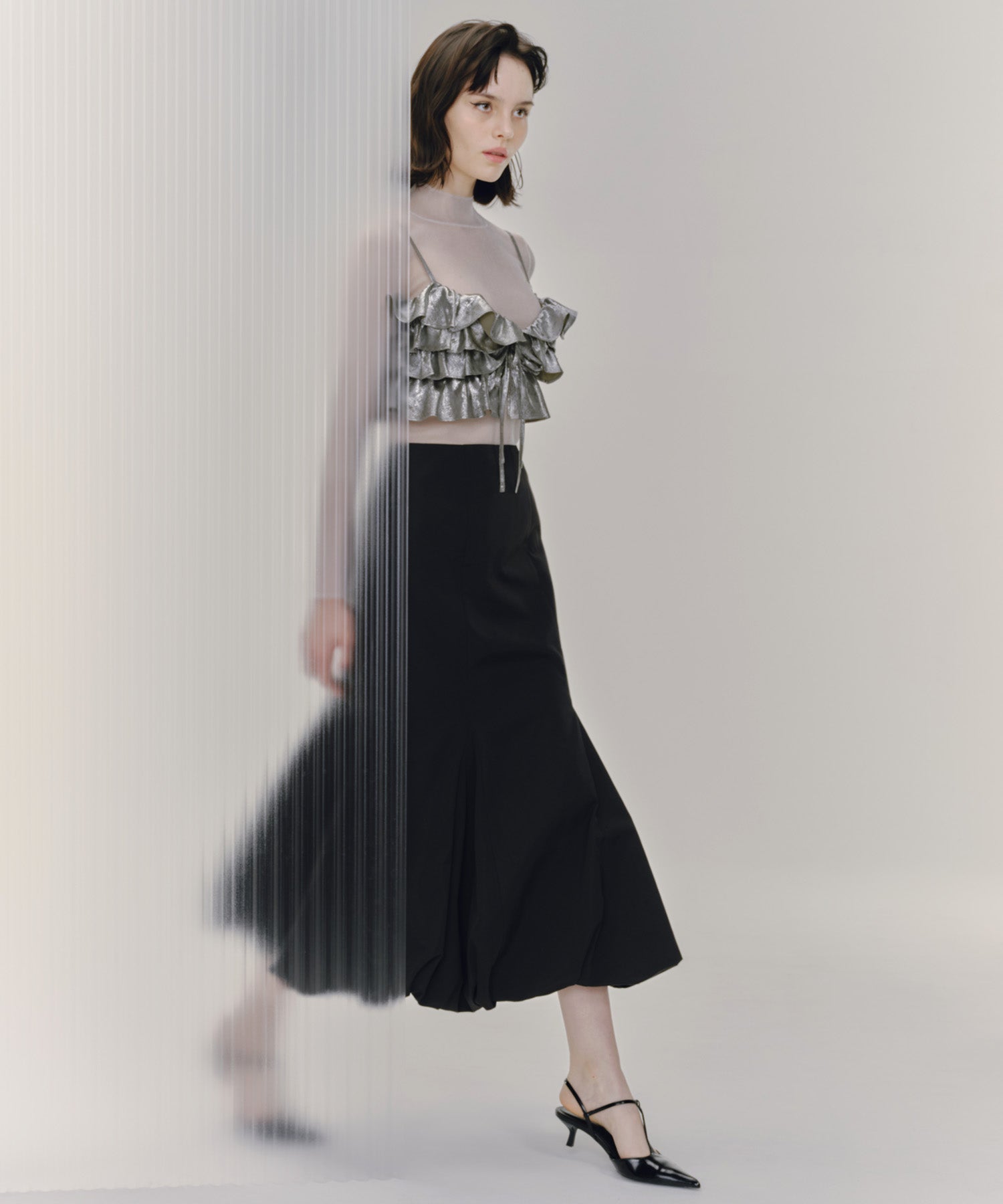 METALLIC FRILL BUSTIER