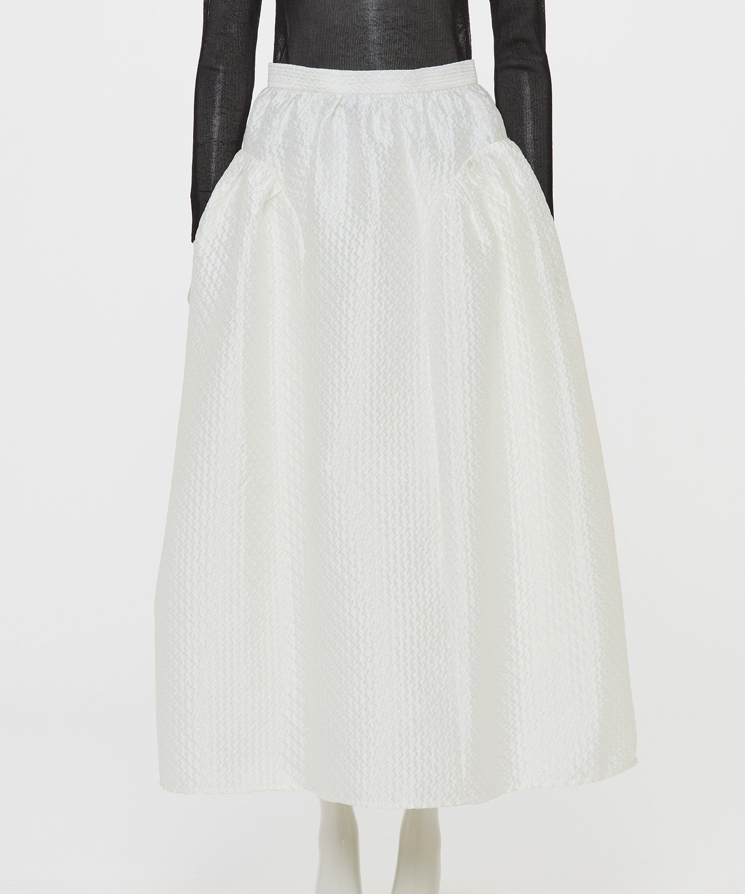 FLOWER JACQUARD FLARED VOLUME SKIRT