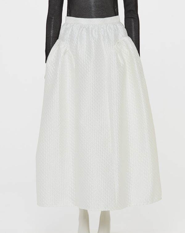 FLOWER JACQUARD FLARED VOLUME SKIRT