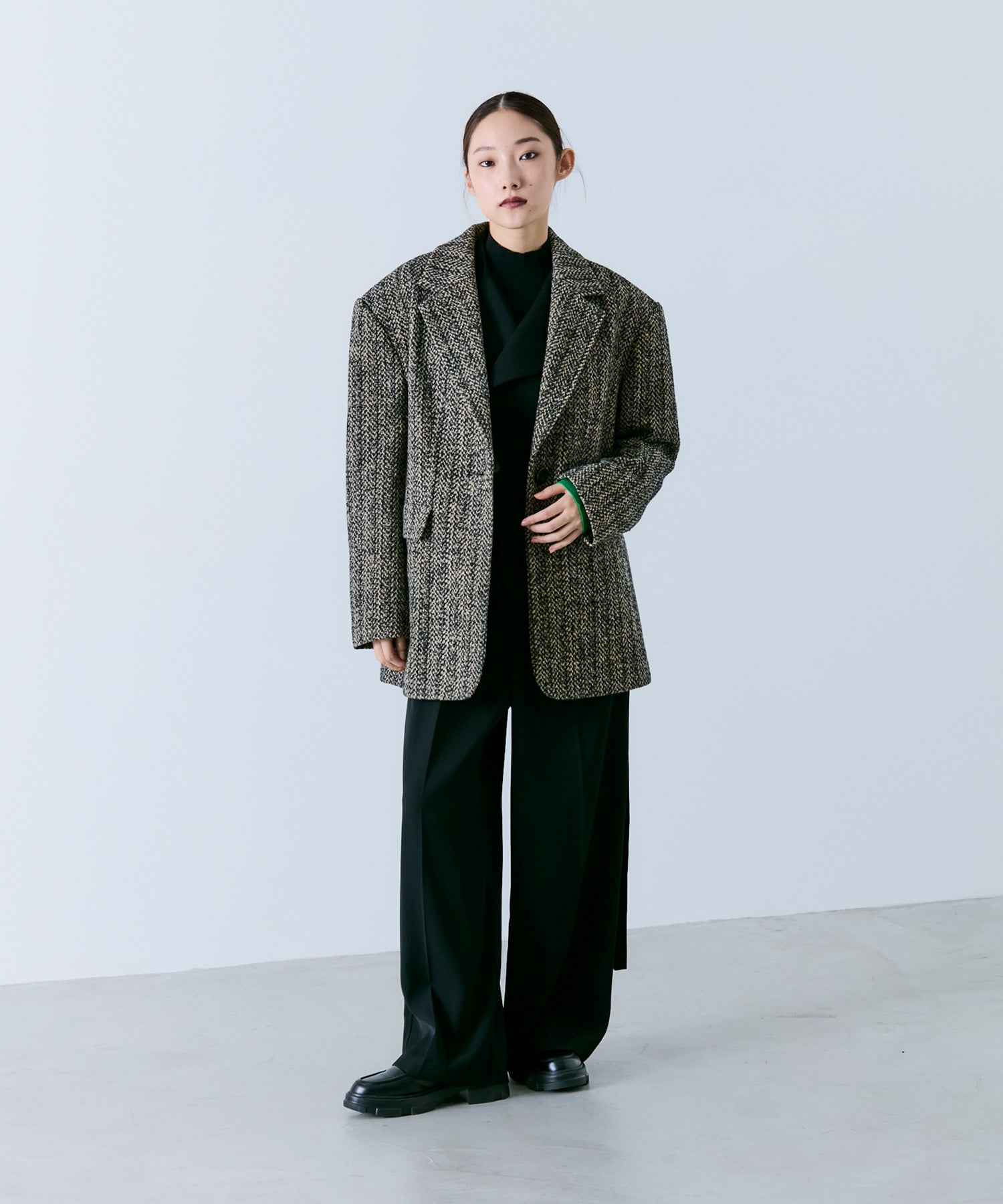 2WAY MIXED TWEED BIG-SHOULDER JACKET