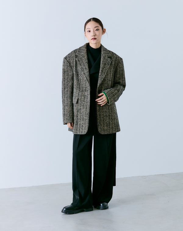 2WAY MIXED TWEED BIG-SHOULDER JACKET