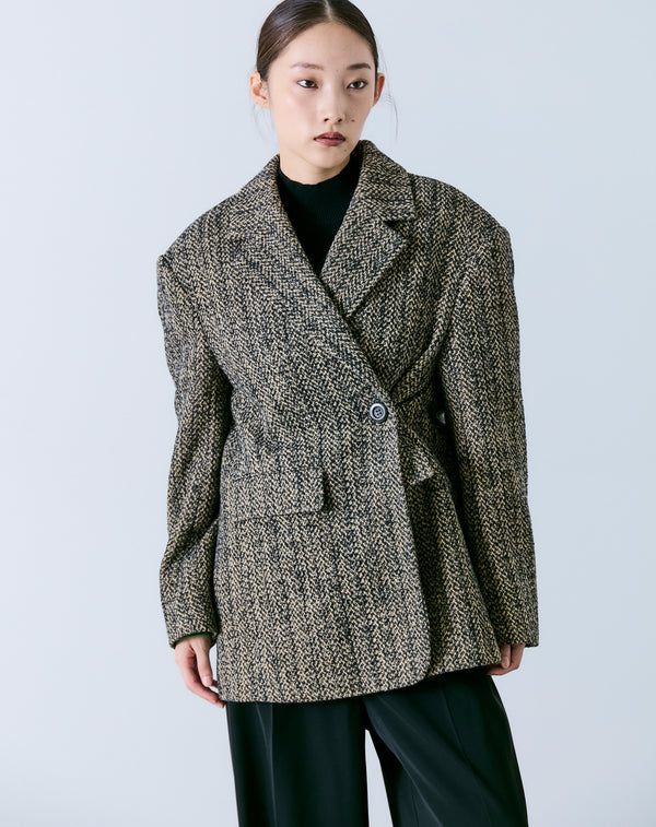 2WAY MIXED TWEED BIG-SHOULDER JACKET