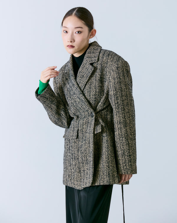 2WAY MIXED TWEED BIG-SHOULDER JACKET