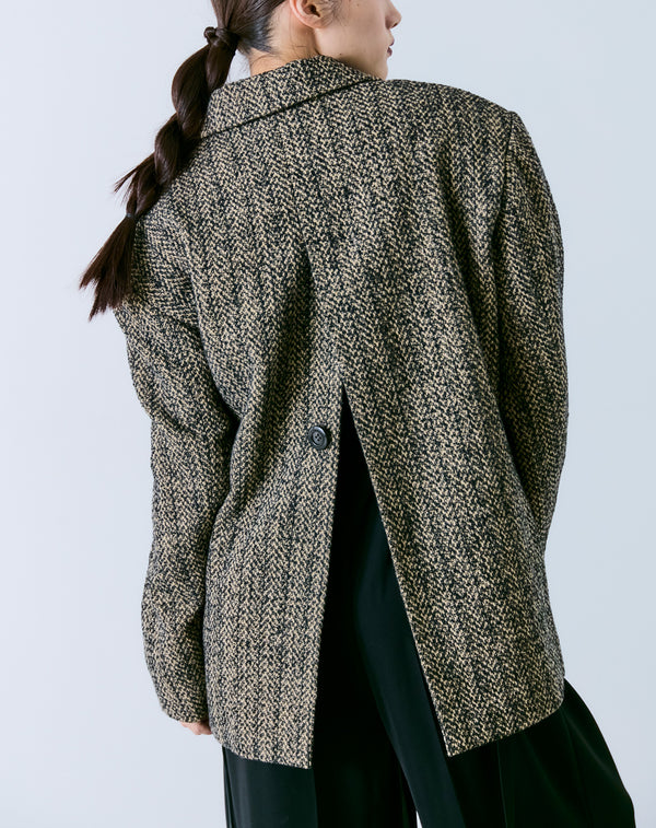 2WAY MIXED TWEED BIG-SHOULDER JACKET