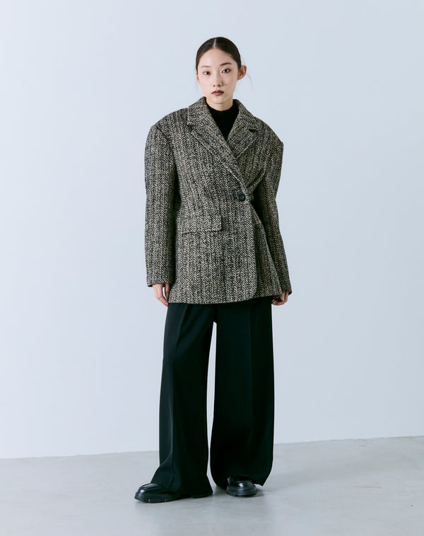 2WAY MIXED TWEED BIG-SHOULDER JACKET