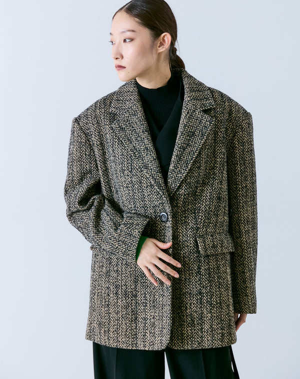 2WAY MIXED TWEED BIG-SHOULDER JACKET