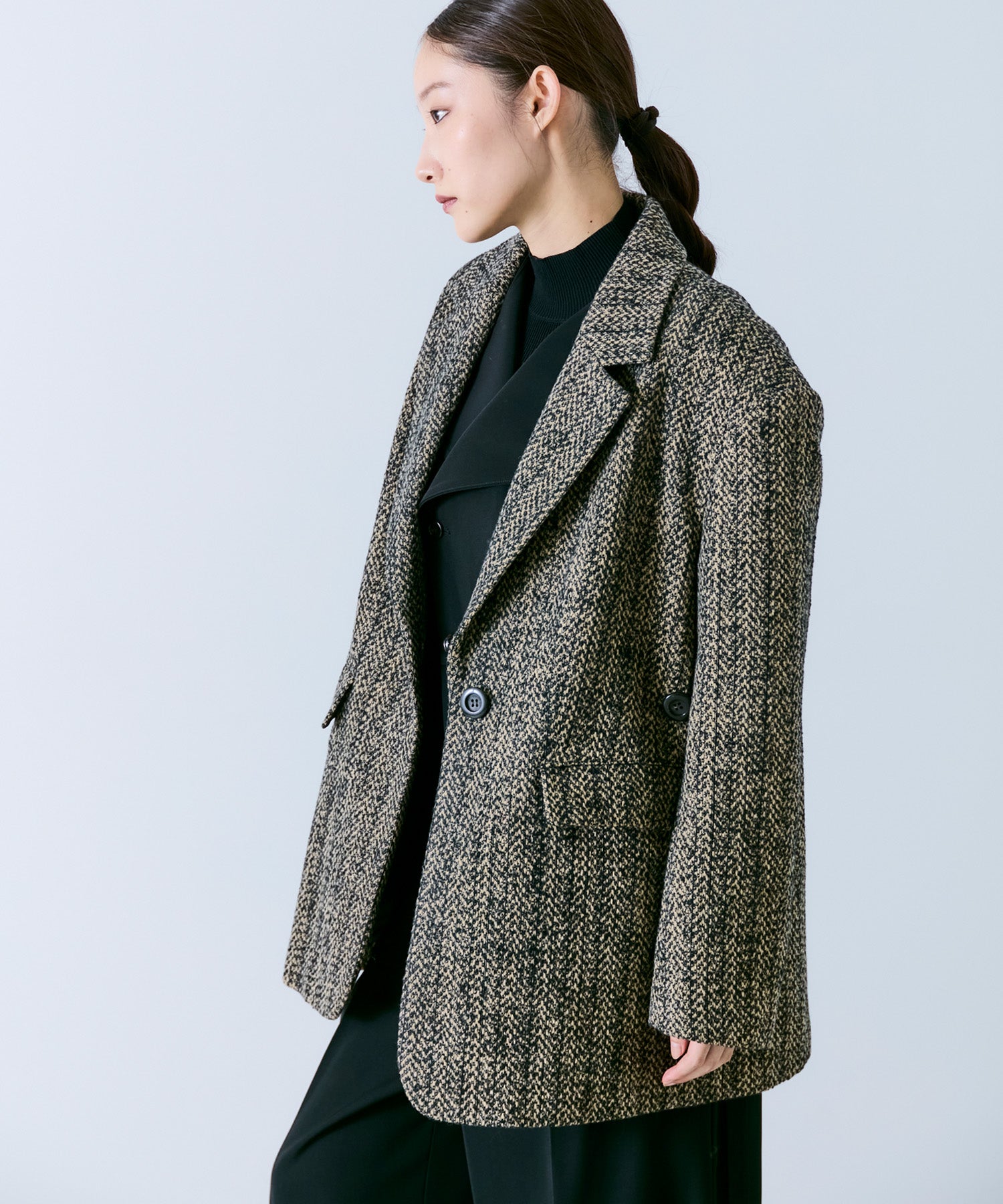 2WAY MIXED TWEED BIG-SHOULDER JACKET