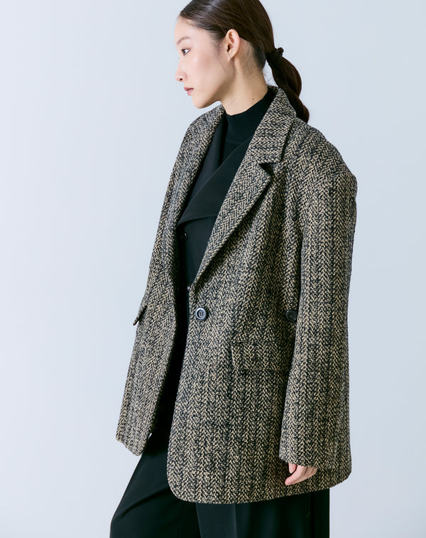 2WAY MIXED TWEED BIG-SHOULDER JACKET