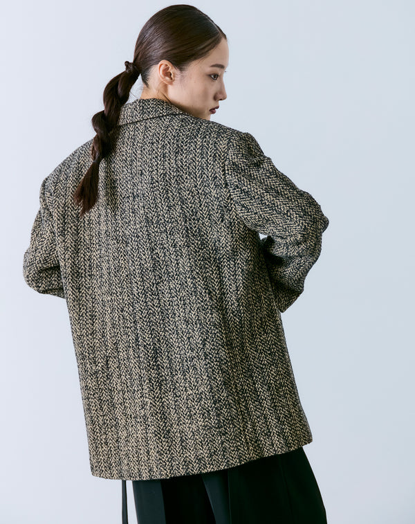 2WAY MIXED TWEED BIG-SHOULDER JACKET