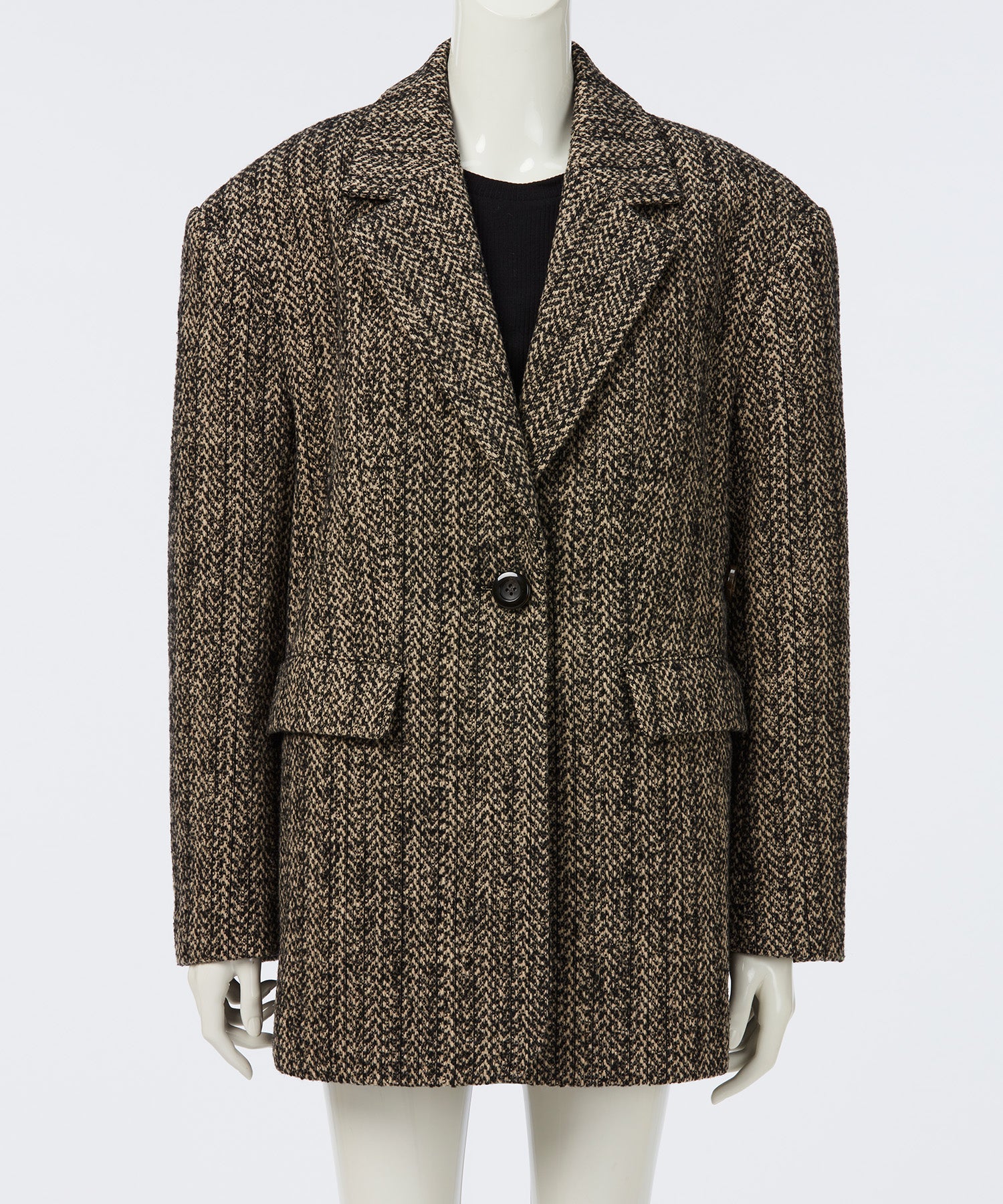 2WAY MIXED TWEED BIG-SHOULDER JACKET