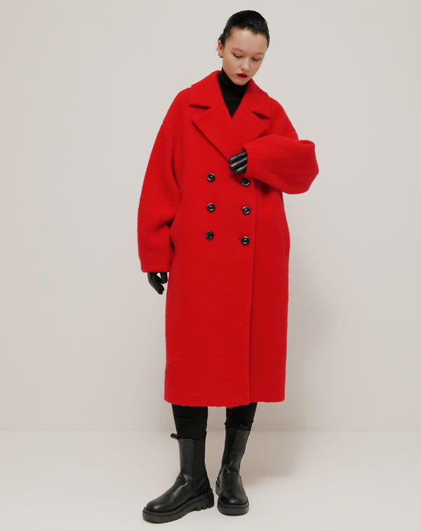 WOOL MIX COCOON LONG COAT