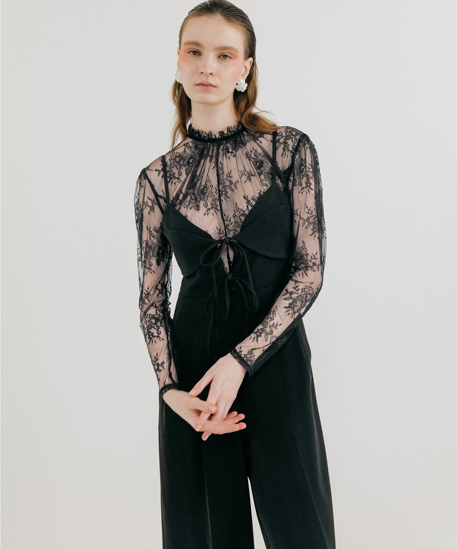 VERMEIL par ienaライトタフタリボンコンビネゾン38ブラウン VERMEIL par ienaライトタフタリボンコンビネゾン38ブラウン