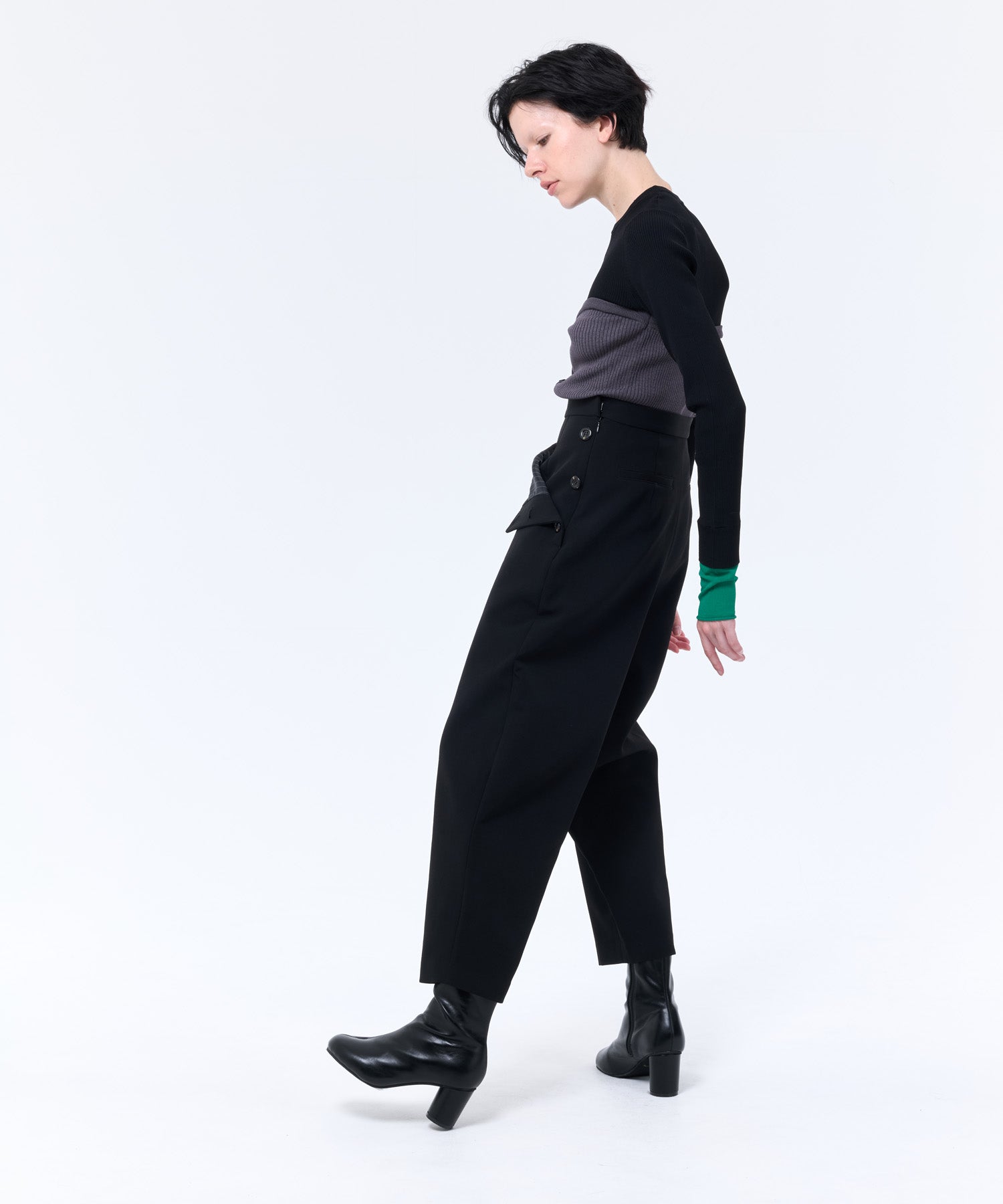 FAUX WAIST CURVE PANTS