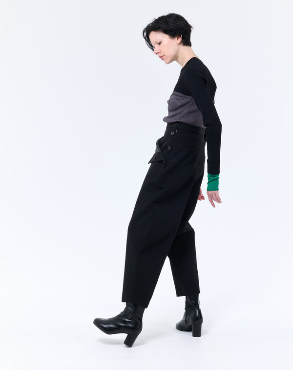 FAUX WAIST CURVE PANTS