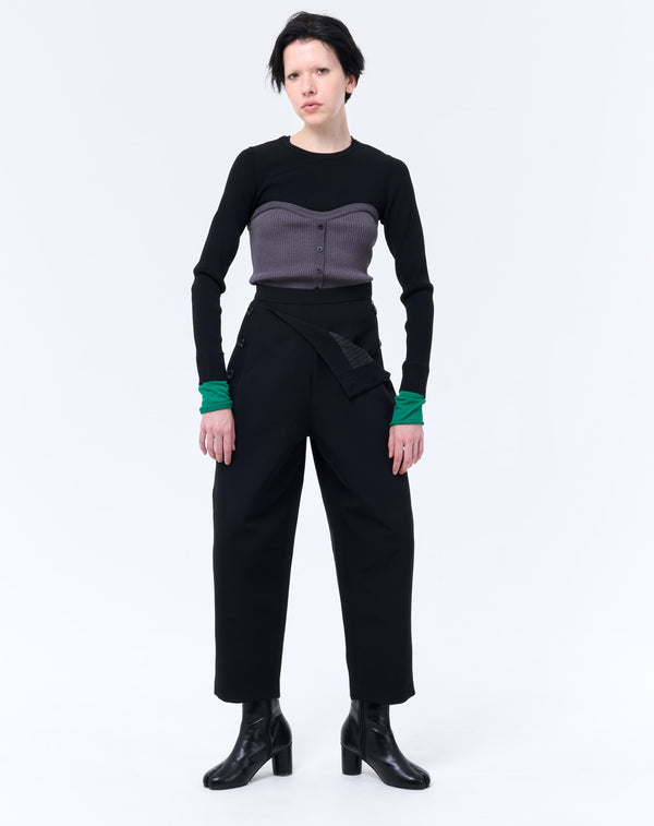 FAUX WAIST CURVE PANTS