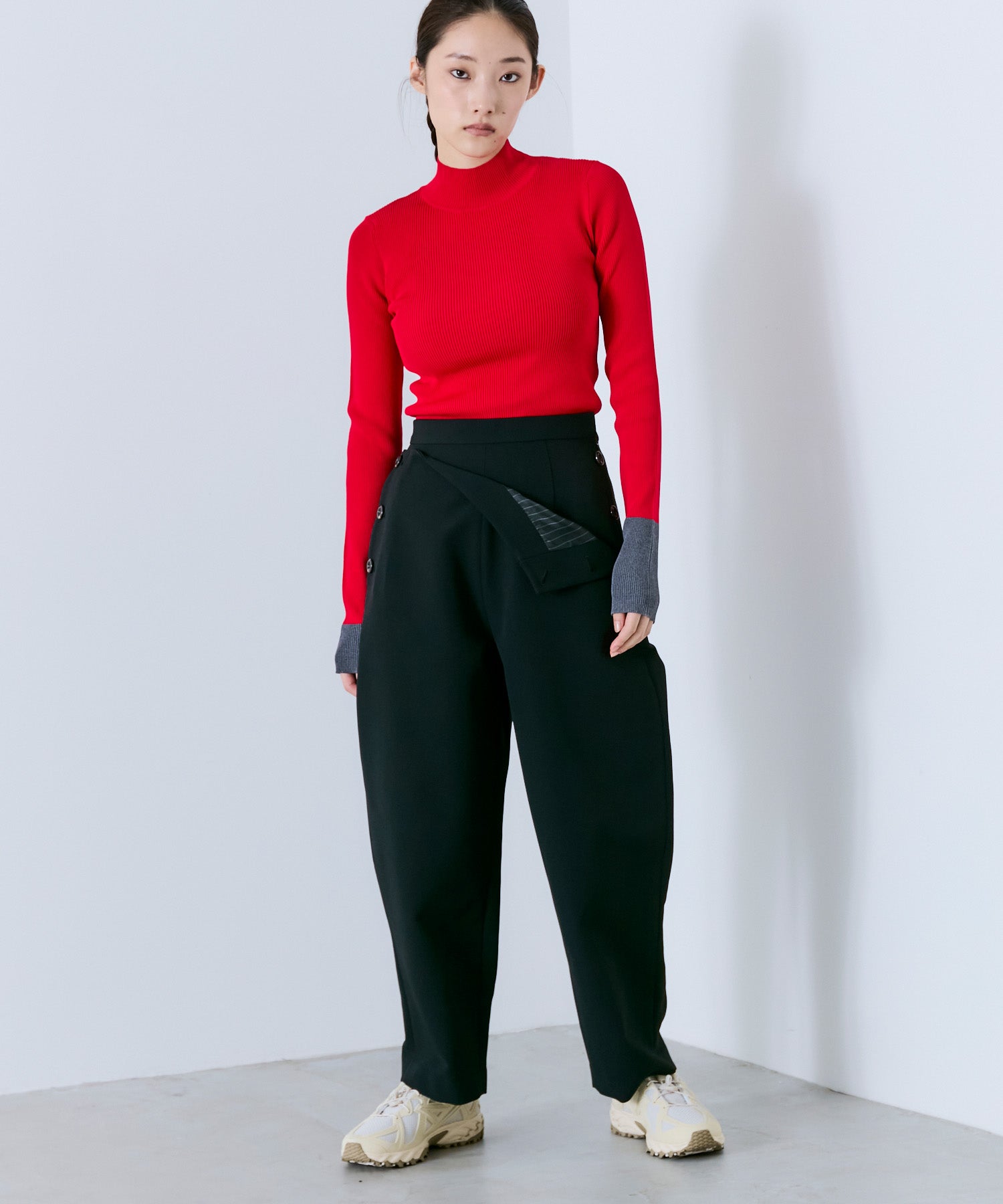 FAUX WAIST CURVE PANTS