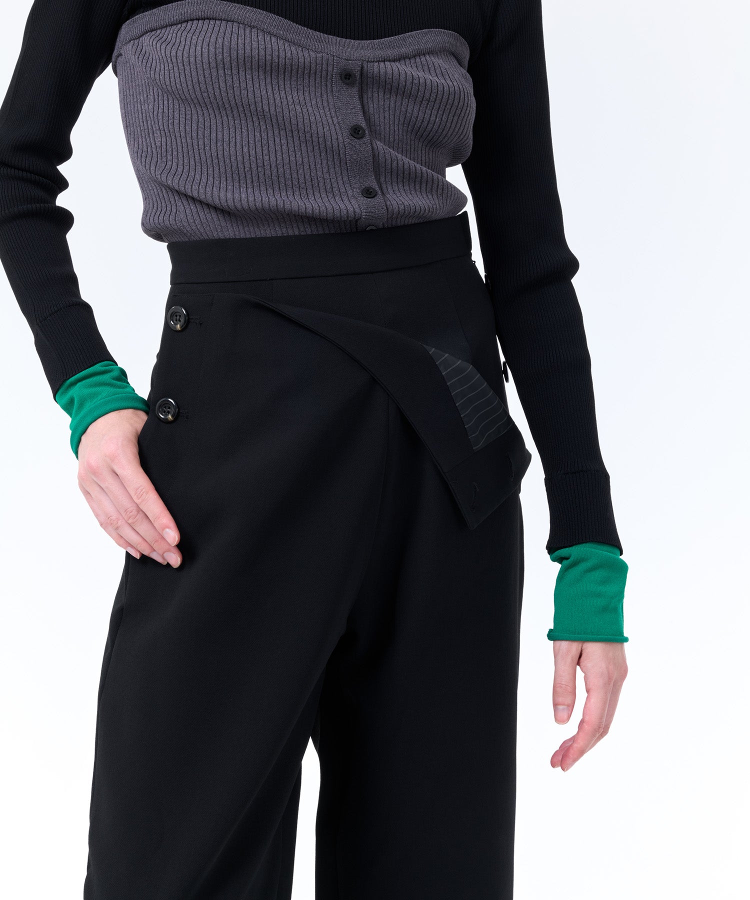 FAUX WAIST CURVE PANTS