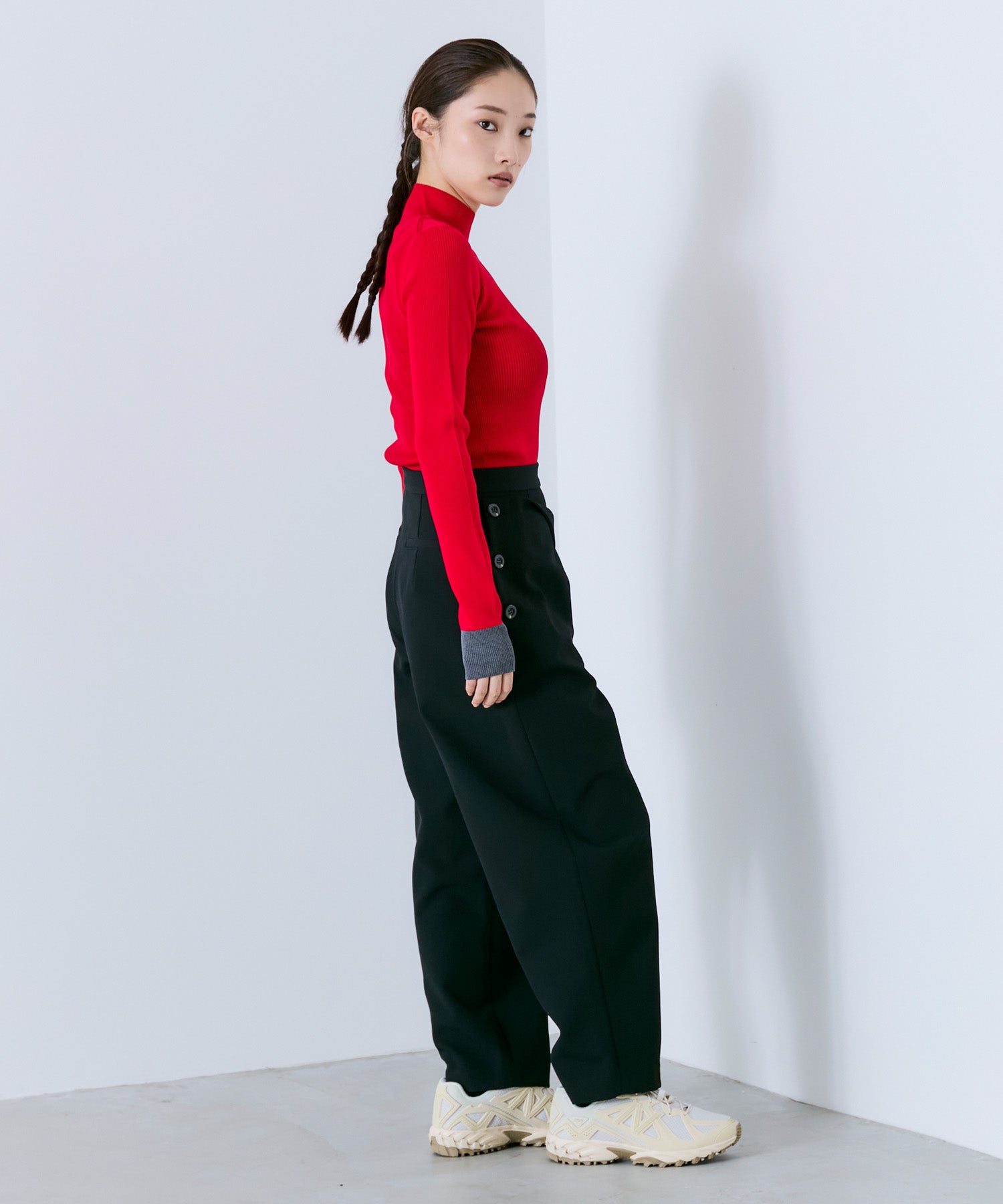 FAUX WAIST CURVE PANTS