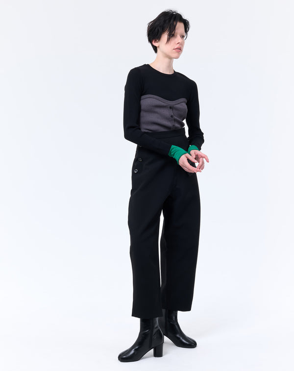 FAUX WAIST CURVE PANTS