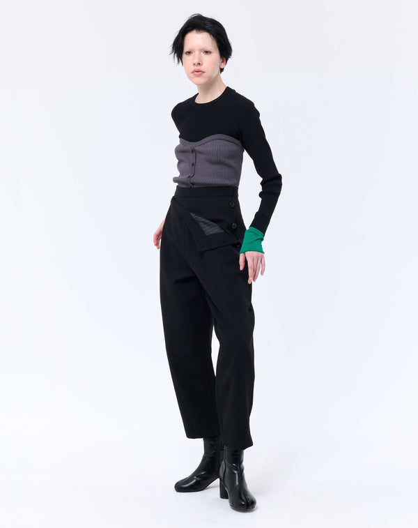 FAUX WAIST CURVE PANTS