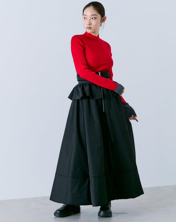 FRILL-BELTED PADDED SKIRT