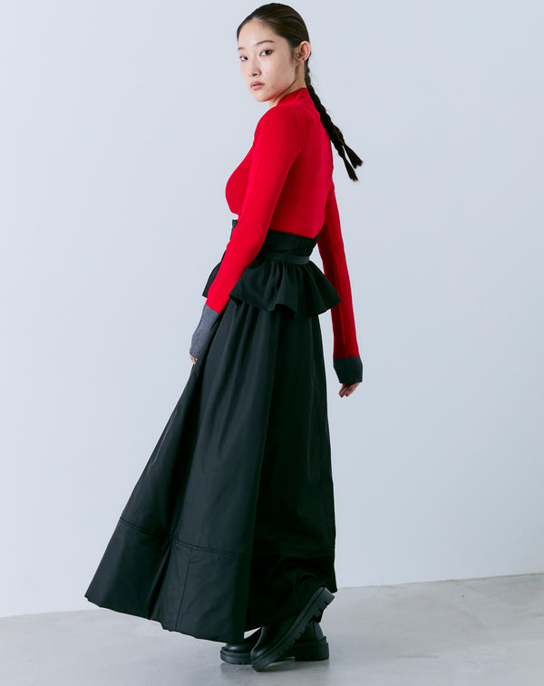 FRILL-BELTED PADDED SKIRT