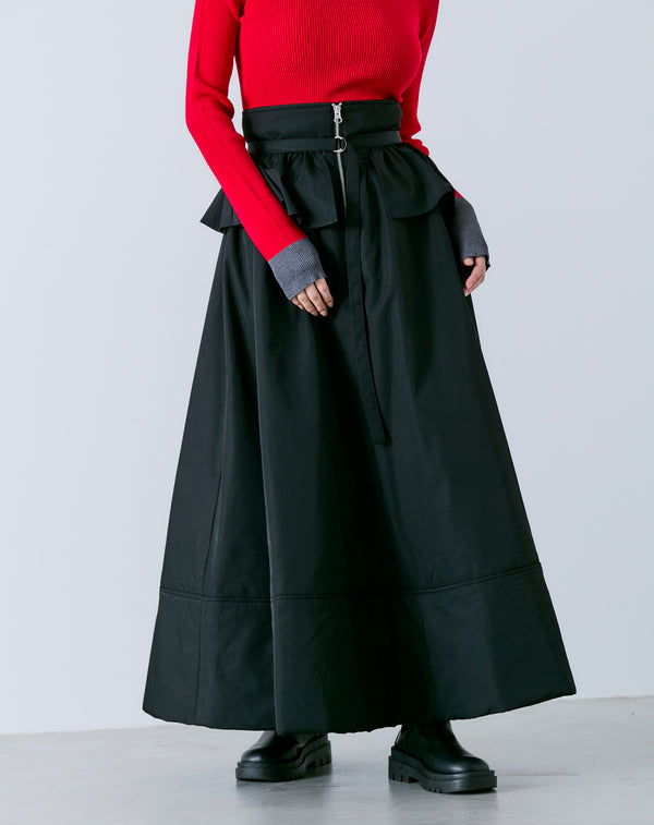 FRILL-BELTED PADDED SKIRT