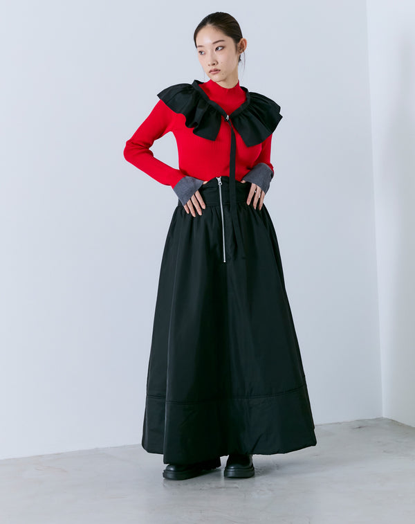 FRILL-BELTED PADDED SKIRT