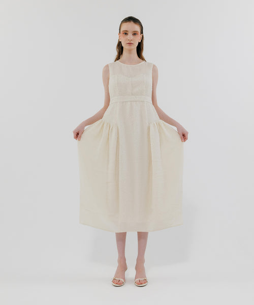 BUSTIER PANEL JACQUARD DRESS