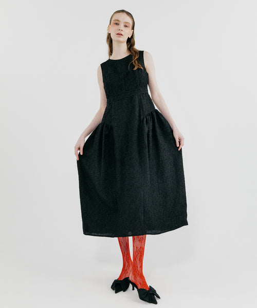BUSTIER PANEL JACQUARD DRESS