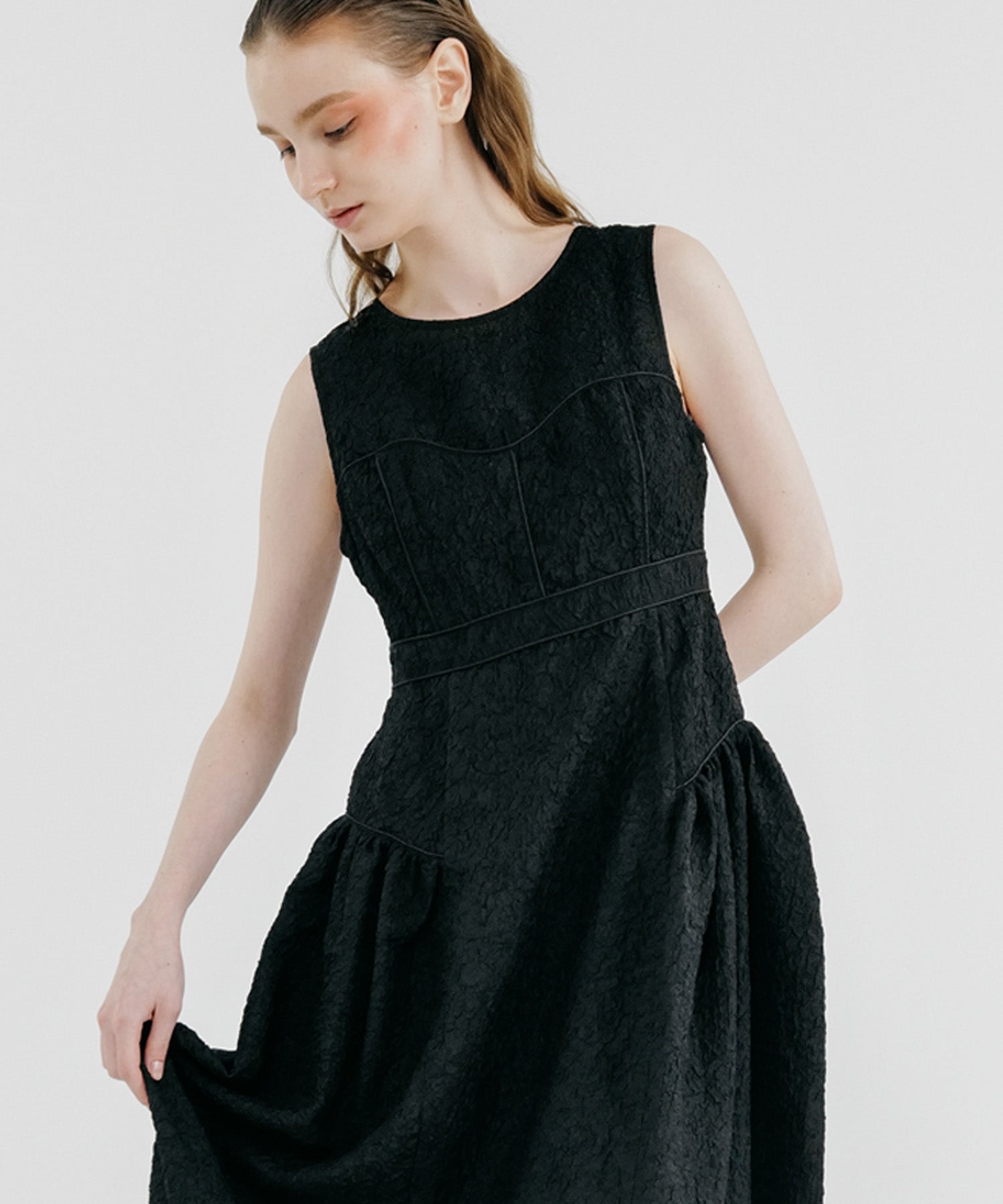 BUSTIER PANEL JACQUARD DRESS – LAEMUSE