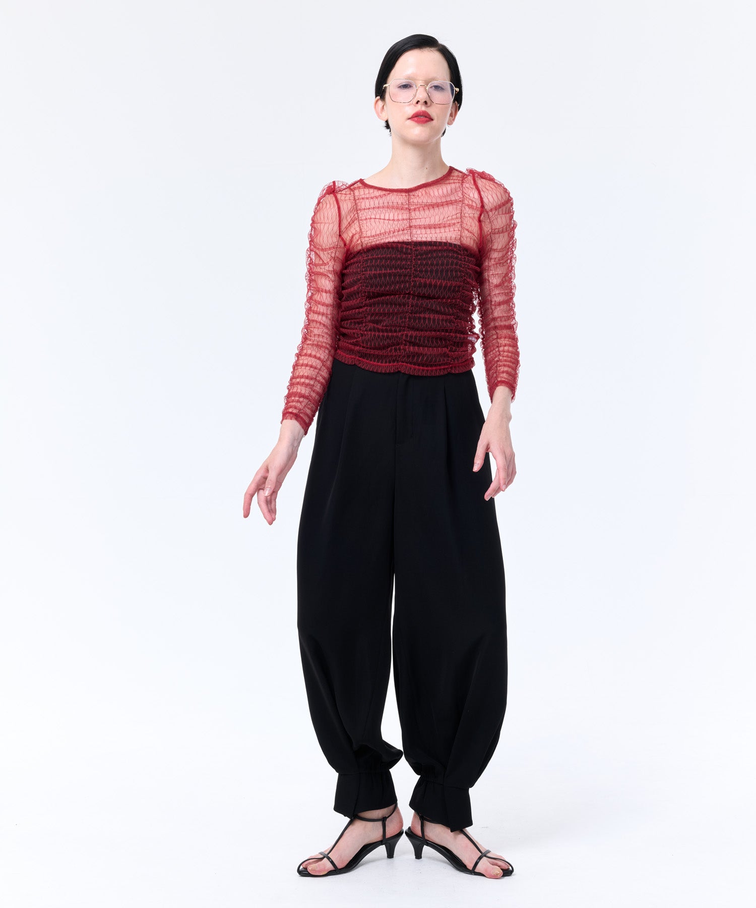 SHIRRING TULLE PULLOVER