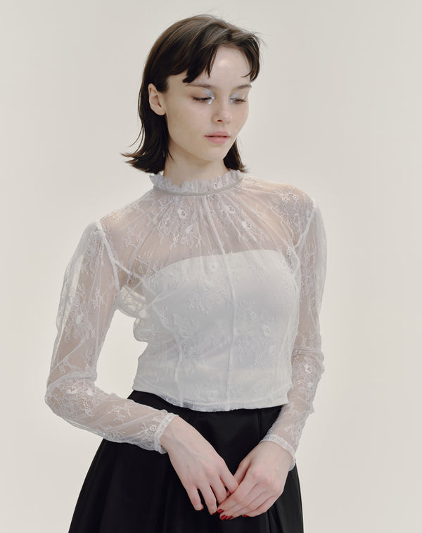 LACE STAND NECK PULLOVER