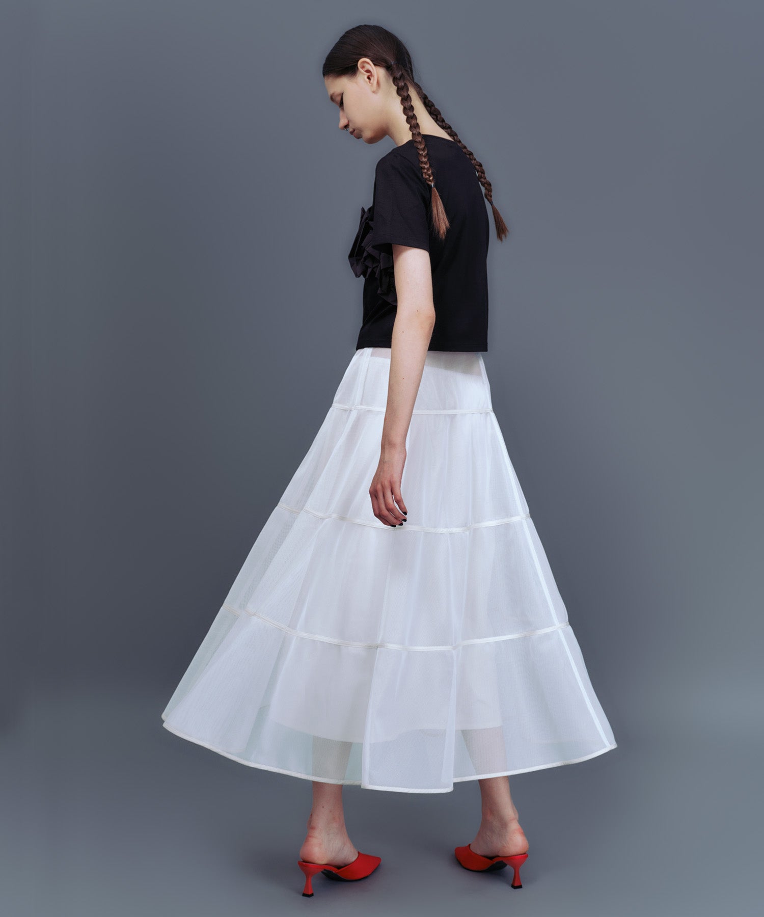 MESH TIERED SKIRT