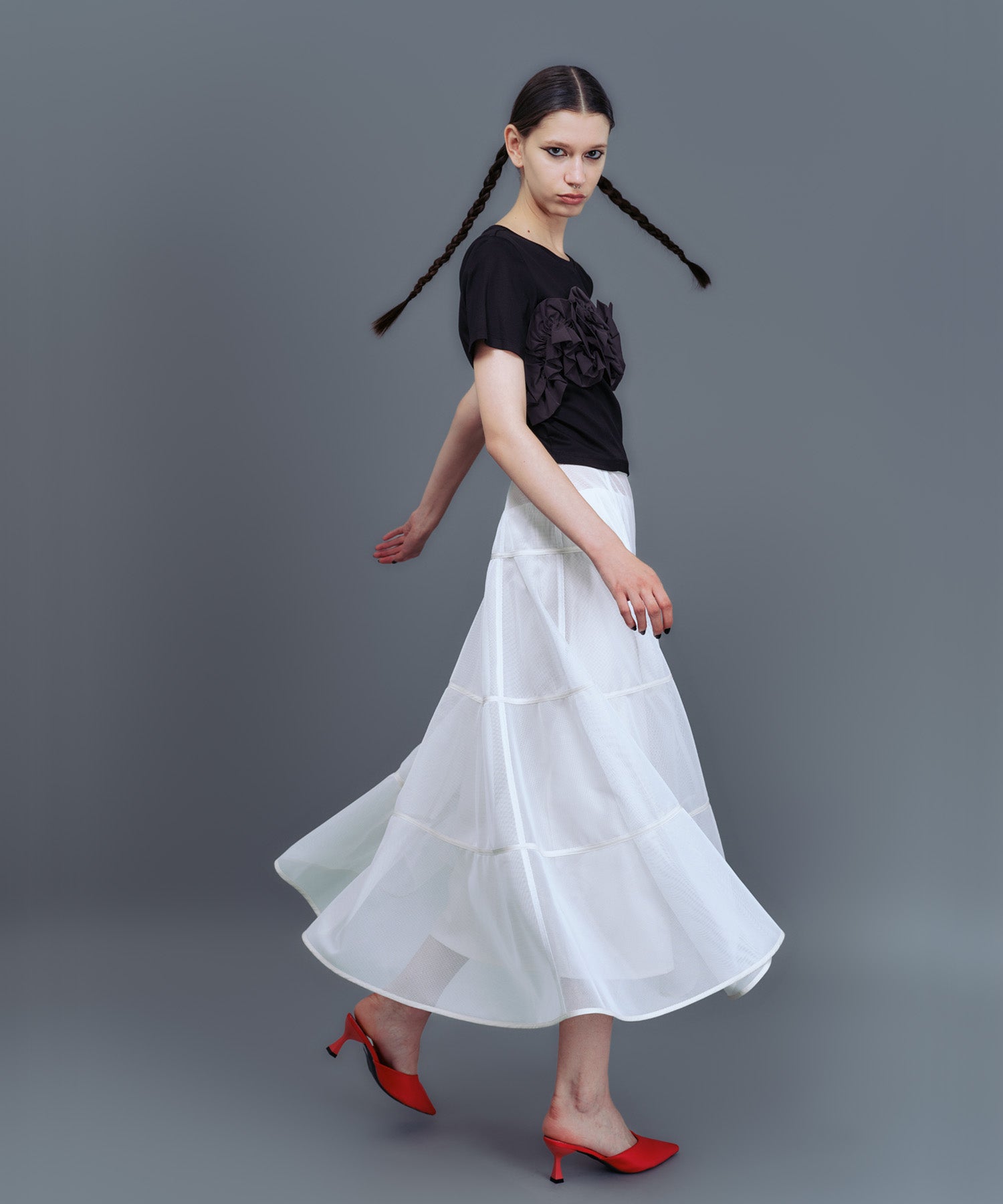 MESH TIERED SKIRT