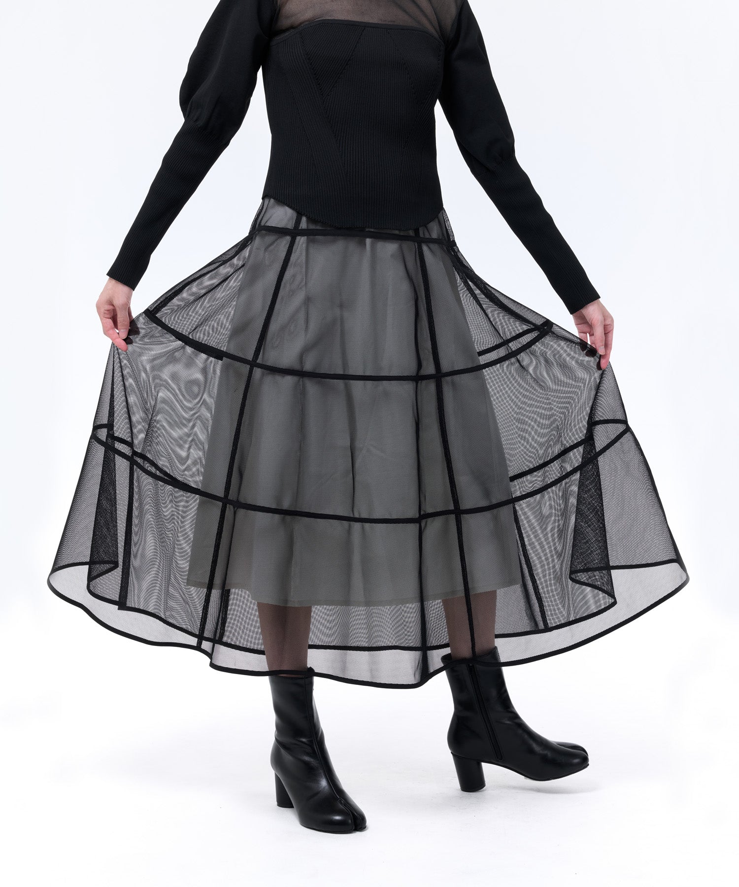 MESH TIERED SKIRT