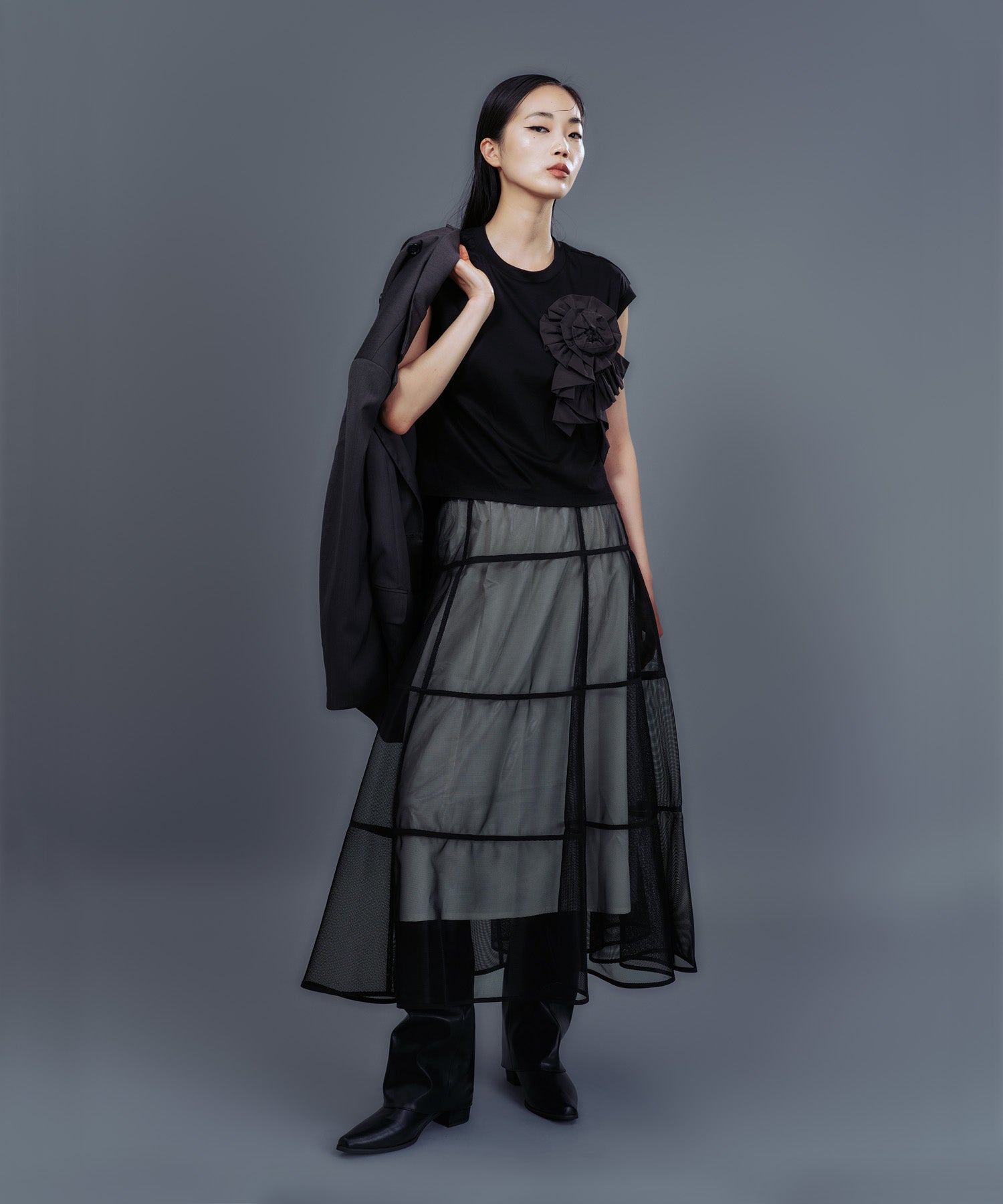 MESH TIERED SKIRT